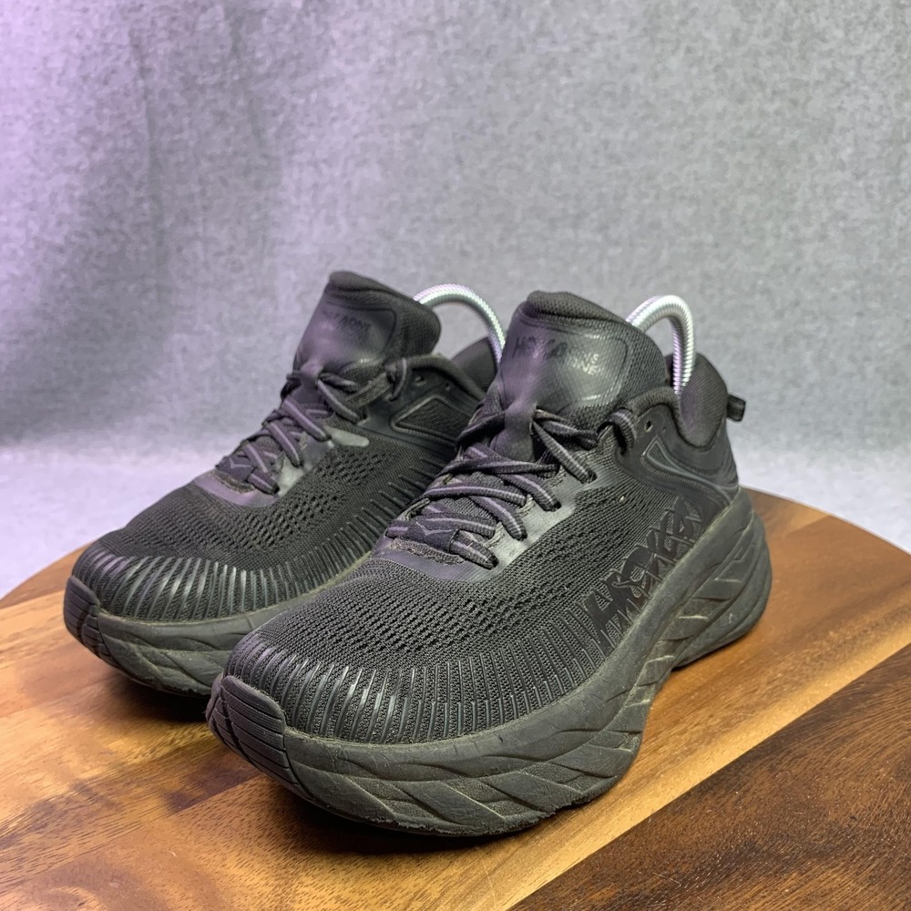 Hoka One One Bondi 7 Shoes Women 6D Wide Triple Black Running Sneakers NO INSOLE